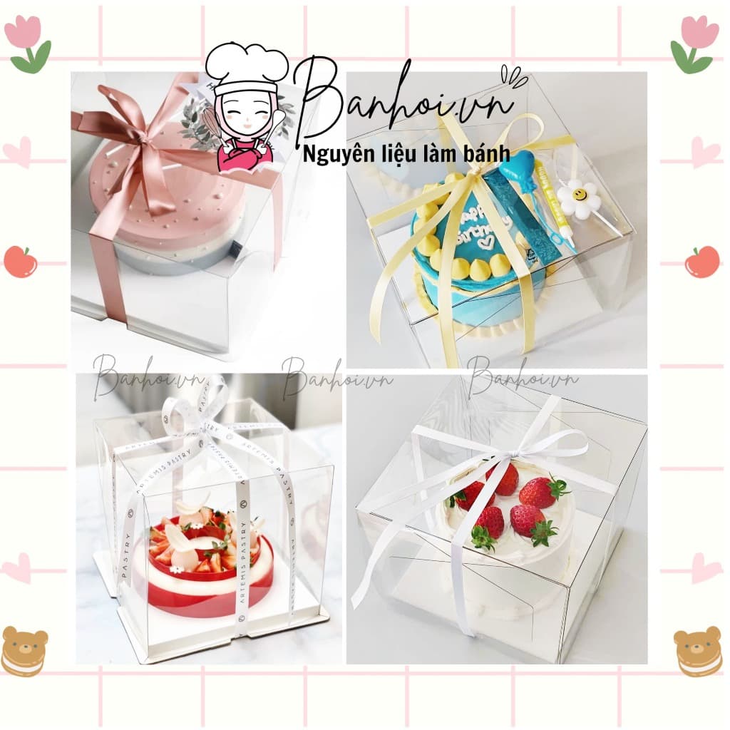 Hộp mica trong suốt đựng bánh kem