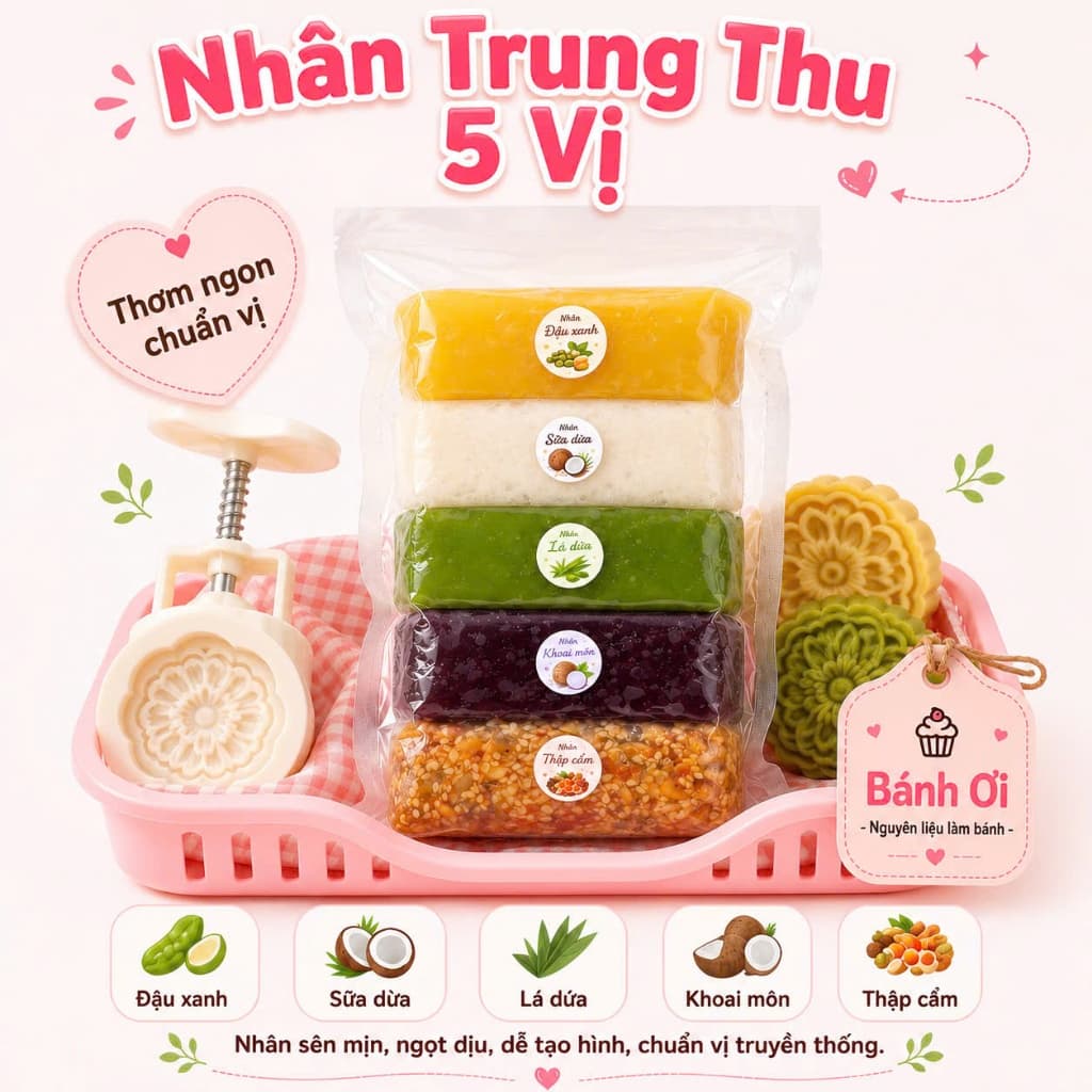 Nguyên liệu làm bánh trung thu thập cẩm, nhân trung thu thập cẩm